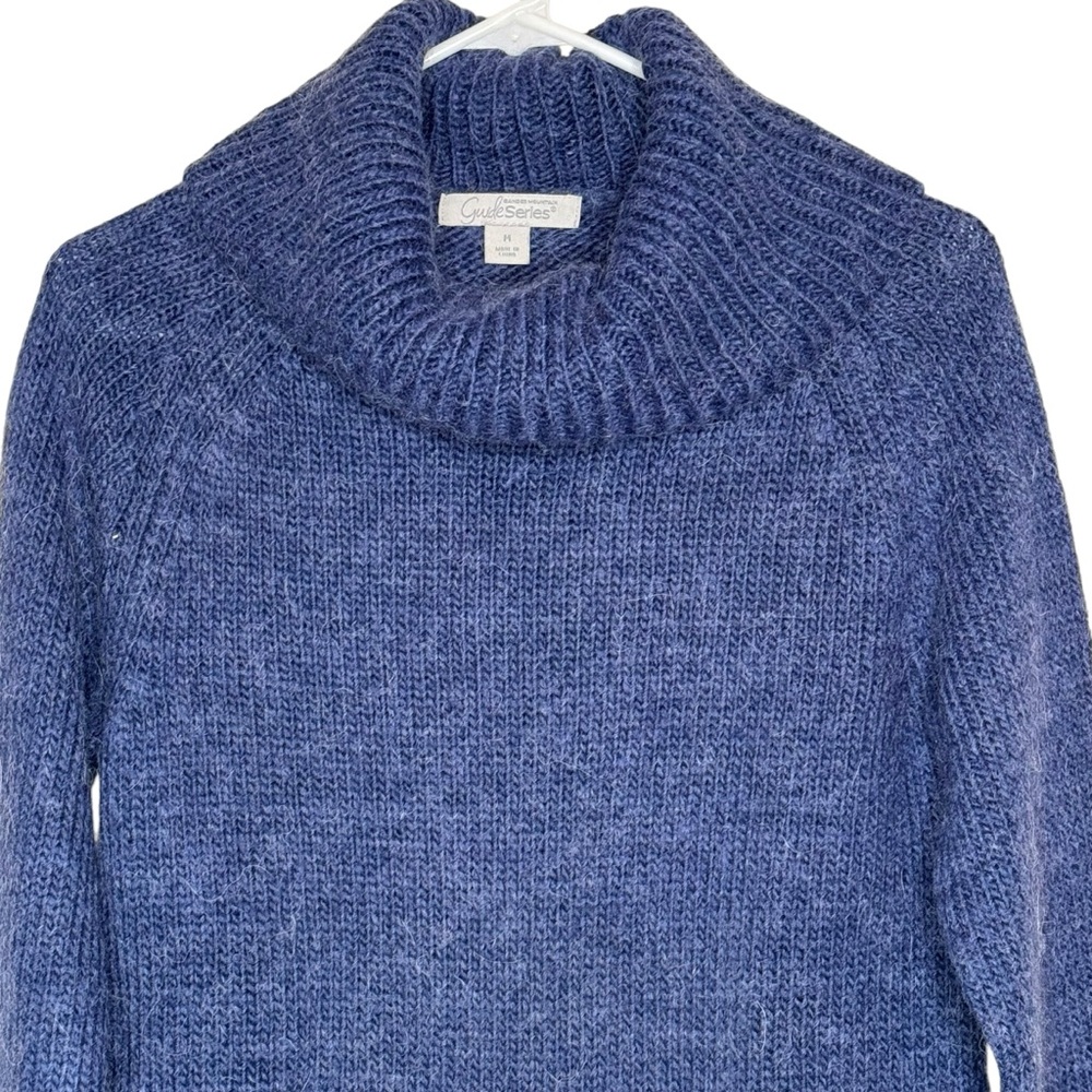 Gander Mountain Guide Series Alpaca Blue Cowl Neck Sweater Size M EUC